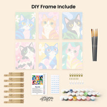 Load image into Gallery viewer, Mini Paint by Numbers Set 6"x8" (6 pieces) - Colorful Cats