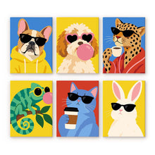 Load image into Gallery viewer, Mini Paint by Numbers Set 6"x8" (6 pieces) - Cool Animals Figured'Art