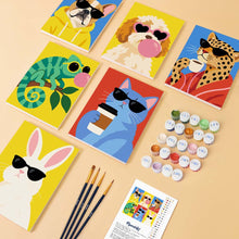 Load image into Gallery viewer, Mini Paint by Numbers Set 6"x8" (6 pieces) - Cool Animals