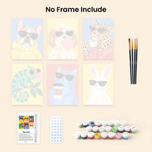 Load image into Gallery viewer, Mini Paint by Numbers Set 6"x8" (6 pieces) - Cool Animals
