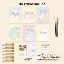 Load image into Gallery viewer, Mini Paint by Numbers Set 6"x8" (6 pieces) - Cool Animals