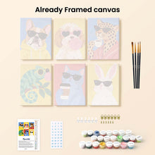 Load image into Gallery viewer, Mini Paint by Numbers Set 6"x8" (6 pieces) - Cool Animals