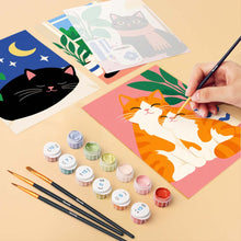 Load image into Gallery viewer, Mini Paint by Numbers Set 6"x8" (6 pieces) - Cozy Cat Moments