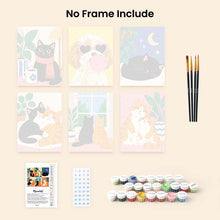 Load image into Gallery viewer, Mini Paint by Numbers Set 6"x8" (6 pieces) - Cozy Cat Moments