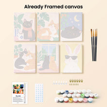 Load image into Gallery viewer, Mini Paint by Numbers Set 6"x8" (6 pieces) - Cozy Cat Moments