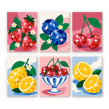 Load image into Gallery viewer, Mini Paint by Numbers Set 6"x8" (6 pieces) - Disco Fruit Figured'Art