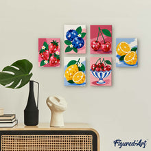 Load image into Gallery viewer, Mini Paint by Numbers Set 6"x8" (6 pieces) - Disco Fruit