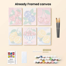 Load image into Gallery viewer, Mini Paint by Numbers Set 6"x8" (6 pieces) - Disco Fruit