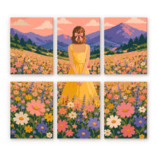 Load image into Gallery viewer, Mini Paint by Numbers Set 6"x8" (6 pieces) - Dreamy Wildflower Meadow Figured'Art