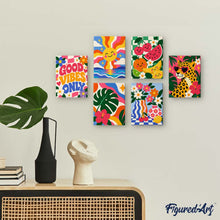 Load image into Gallery viewer, Mini Paint by Numbers Set 6"x8" (6 pieces) - Good Vibes
