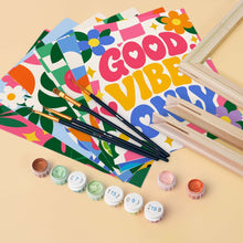 Load image into Gallery viewer, Mini Paint by Numbers Set 6"x8" (6 pieces) - Good Vibes