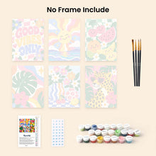 Load image into Gallery viewer, Mini Paint by Numbers Set 6"x8" (6 pieces) - Good Vibes