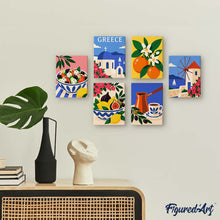 Load image into Gallery viewer, Mini Paint by Numbers Set 6"x8" (6 pieces) - Greek Summer
