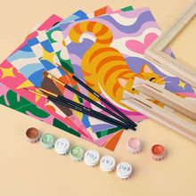 Load image into Gallery viewer, Mini Paint by Numbers Set 6"x8" (6 pieces) - Groovy Cats