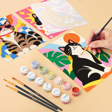 Load image into Gallery viewer, Mini Paint by Numbers Set 6"x8" (6 pieces) - Groovy Cats