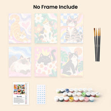 Load image into Gallery viewer, Mini Paint by Numbers Set 6"x8" (6 pieces) - Groovy Cats