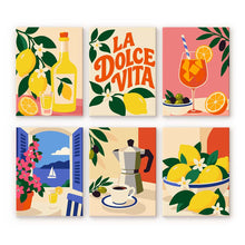Load image into Gallery viewer, Mini Paint by Numbers Set 6"x8" (6 pieces) - La Dolce Vita Figured'Art