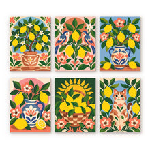 Load image into Gallery viewer, Mini Paint by Numbers Set 6"x8" (6 pieces) - Lemon Folk Art Figured'Art