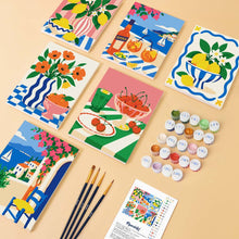 Load image into Gallery viewer, Mini Paint by Numbers Set 6"x8" (6 pieces) - Mediterranean Summer Moments