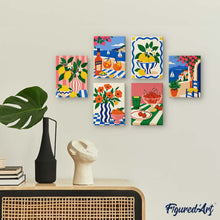 Load image into Gallery viewer, Mini Paint by Numbers Set 6"x8" (6 pieces) - Mediterranean Summer Moments