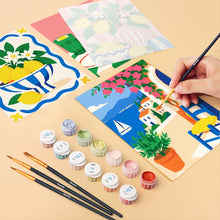 Load image into Gallery viewer, Mini Paint by Numbers Set 6"x8" (6 pieces) - Mediterranean Summer Moments