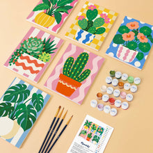 Load image into Gallery viewer, Mini Paint by Numbers Set 6"x8" (6 pieces) - Potted Plants