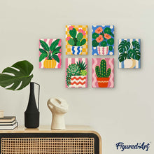 Load image into Gallery viewer, Mini Paint by Numbers Set 6"x8" (6 pieces) - Potted Plants