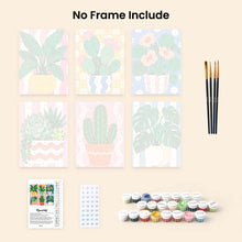 Load image into Gallery viewer, Mini Paint by Numbers Set 6"x8" (6 pieces) - Potted Plants
