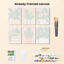 Load image into Gallery viewer, Mini Paint by Numbers Set 6"x8" (6 pieces) - Potted Plants