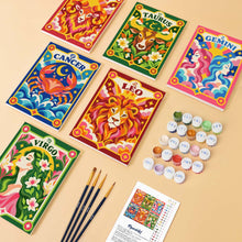 Load image into Gallery viewer, Mini Paint by Numbers Set 6"x8" (6 pieces) - Retro Zodiac 1