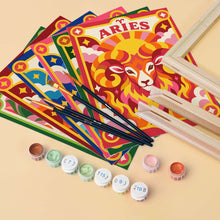 Load image into Gallery viewer, Mini Paint by Numbers Set 6"x8" (6 pieces) - Retro Zodiac 1