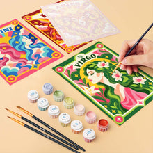 Load image into Gallery viewer, Mini Paint by Numbers Set 6"x8" (6 pieces) - Retro Zodiac 1