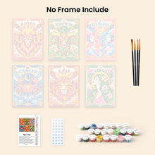Load image into Gallery viewer, Mini Paint by Numbers Set 6"x8" (6 pieces) - Retro Zodiac 1