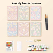 Load image into Gallery viewer, Mini Paint by Numbers Set 6"x8" (6 pieces) - Retro Zodiac 1