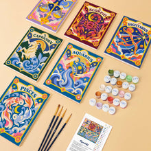 Load image into Gallery viewer, Mini Paint by Numbers Set 6"x8" (6 pieces) - Retro Zodiac 2