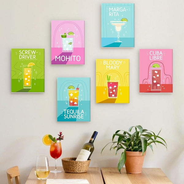 Paint by Numbers – 6 Canvas Set | Famous Cocktails