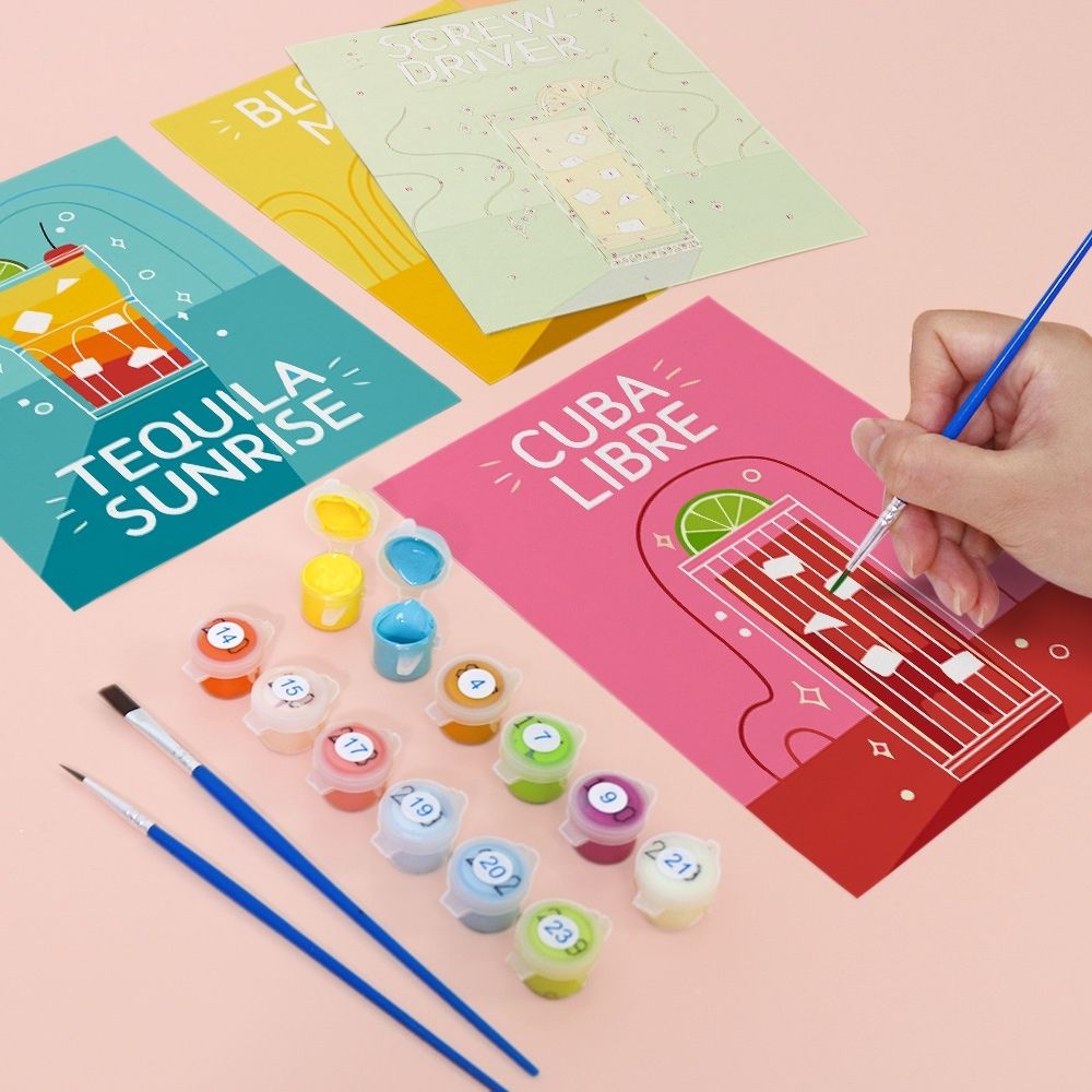 Paint by Numbers – 6 Canvas Set | Famous Cocktails