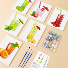 Load image into Gallery viewer, Mini Paint by numbers 6"x8" (6 pieces) - Fresh Fruit Juices