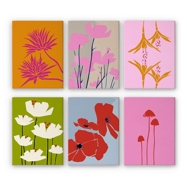 Paint by Numbers – 6 Canvas Set | Modern Floral Prints Figured'Art