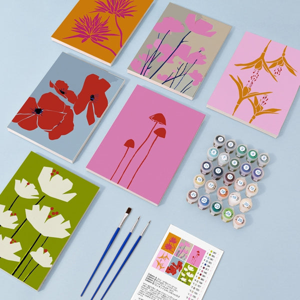 Paint by Numbers – 6 Canvas Set | Modern Floral Prints