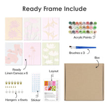 Load image into Gallery viewer, Mini Paint by numbers 6"x8" (6 pieces) - Modern Floral Prints