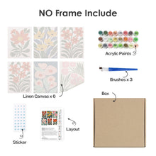 Load image into Gallery viewer, Mini Paint by numbers 6"x8" (6 pieces) - Colorful Floral Patterns