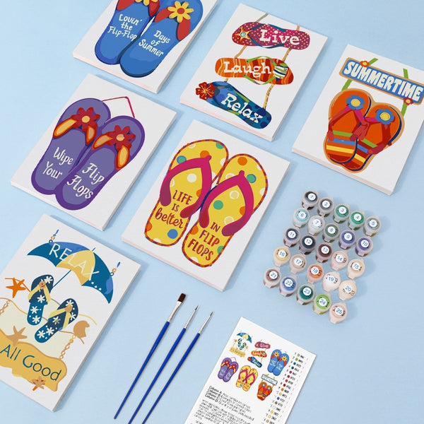 Paint by Numbers – 6 Canvas Set | Flip-Flop Summer Signs