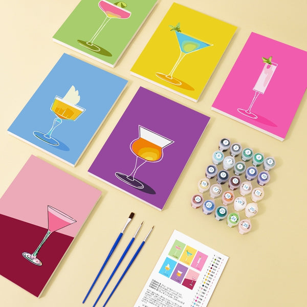 Paint by Numbers – 6 Canvas Set | Stylish Cocktail Glasses