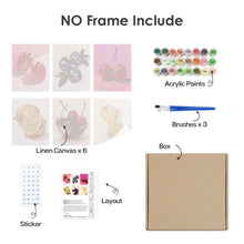Load image into Gallery viewer, Mini Paint by numbers 6"x8" (6 pieces) - Disco Fruits