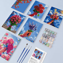 Load image into Gallery viewer, Mini Paint by numbers 6"x8" (6 pieces) - Flower Bouquets in the Sky