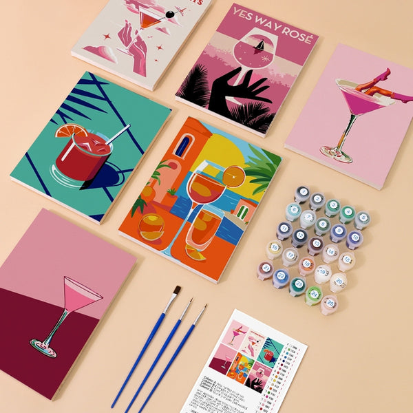 Paint by Numbers – 6 Canvas Set | Chic Cocktail Posters