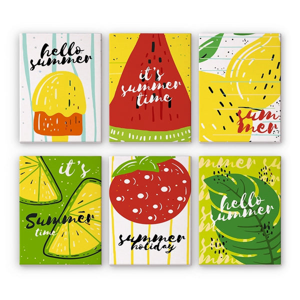 Paint by Numbers – 6 Canvas Set | Summer Fruit Illustrations Figured'Art