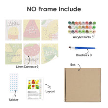 Load image into Gallery viewer, Mini Paint by numbers 6"x8" (6 pieces) - Summer Fruit Illustrations