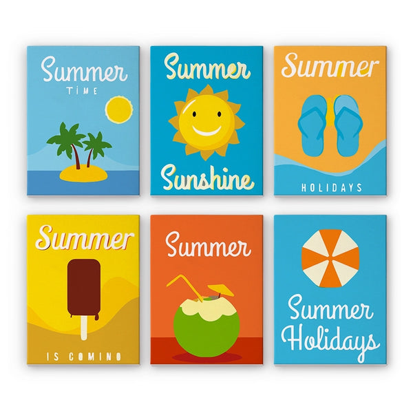 Paint by Numbers – 6 Canvas Set | Summer Holiday Posters Figured'Art